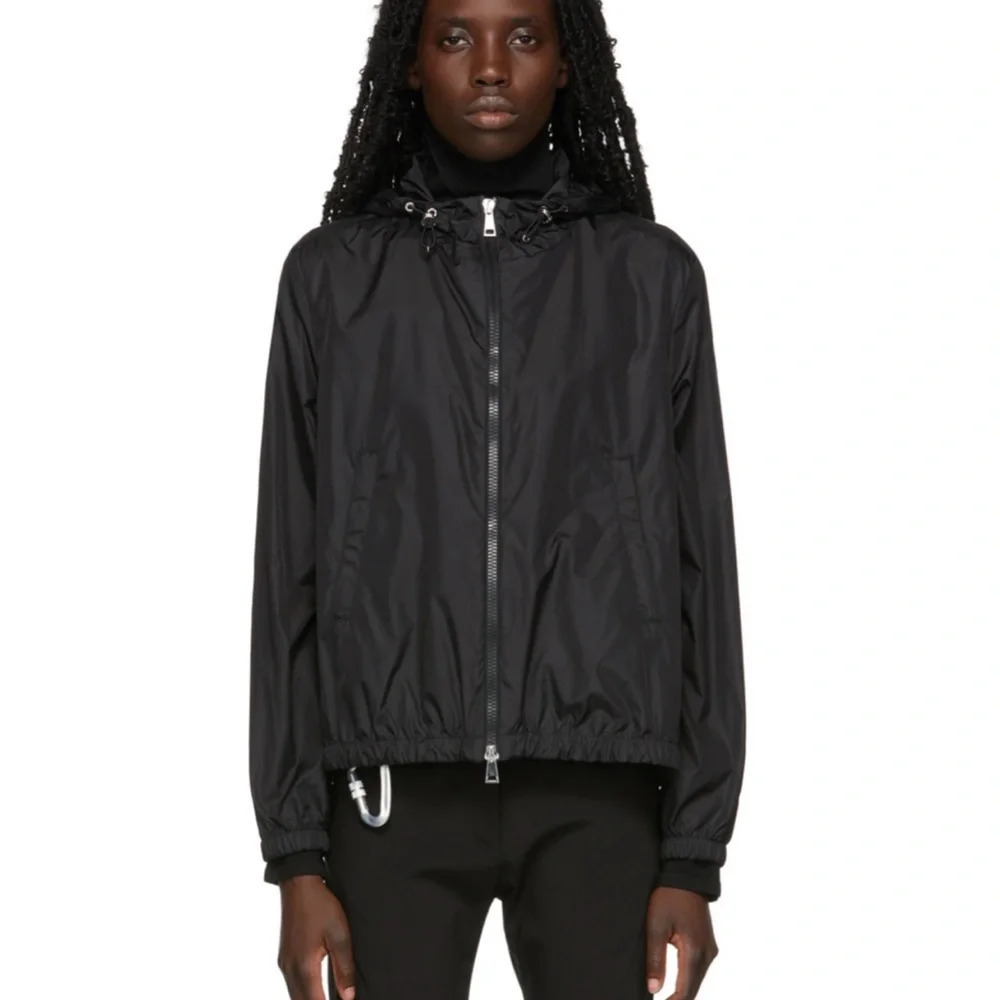 Moncler Black Boissard Jacket Zip Up Windbreaker Hooded Light Nylon Pockets 3 L